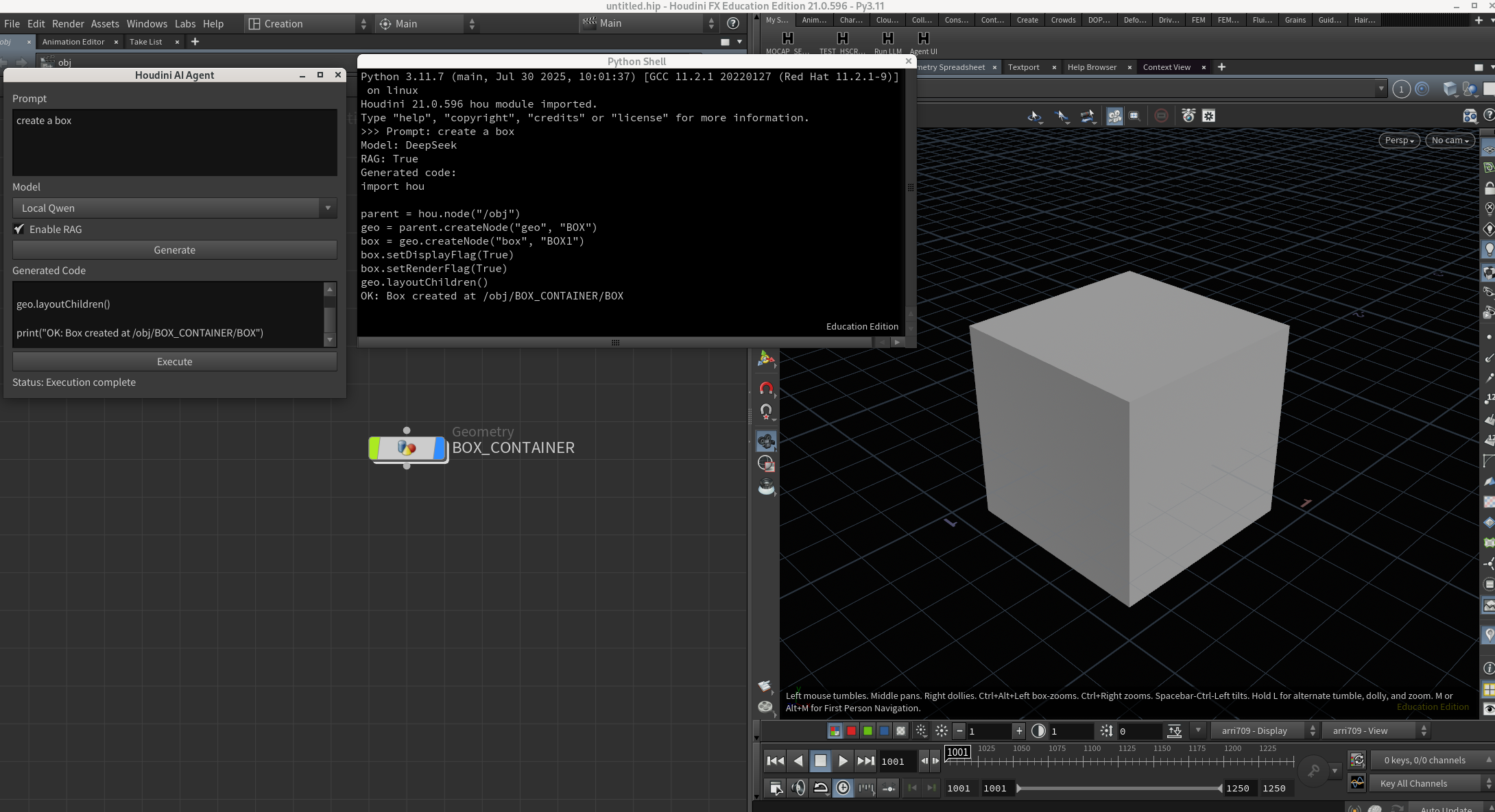 Houdini AI Agent 的第一版最小 GUI
