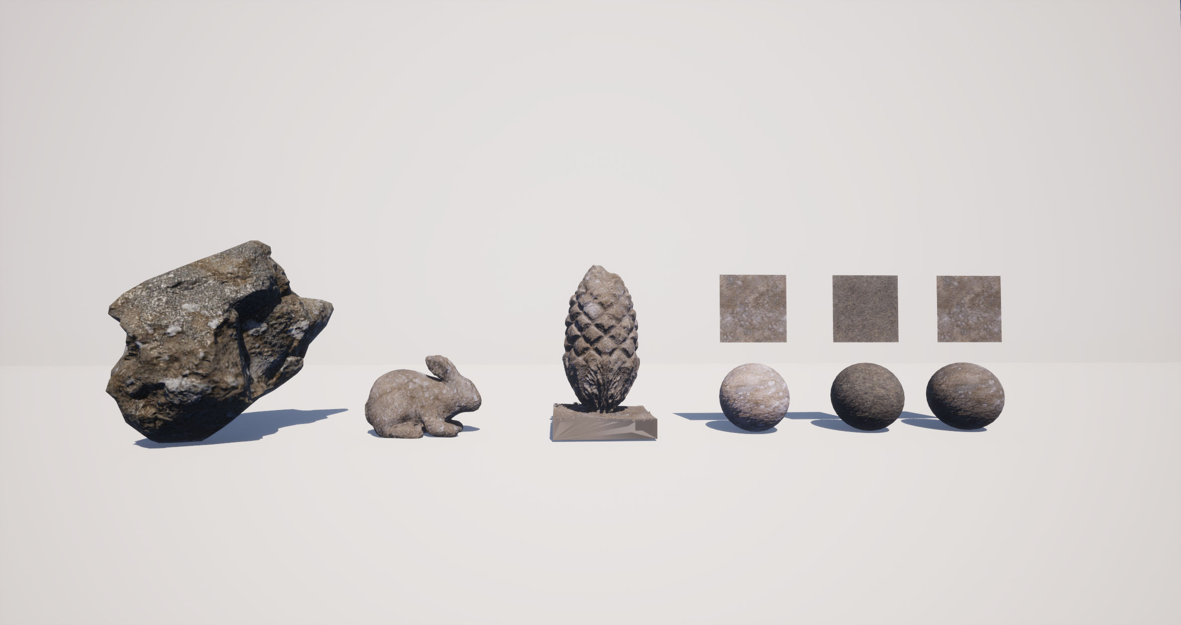 项目资产与材质在 Unreal Engine 5 中的测试画面。